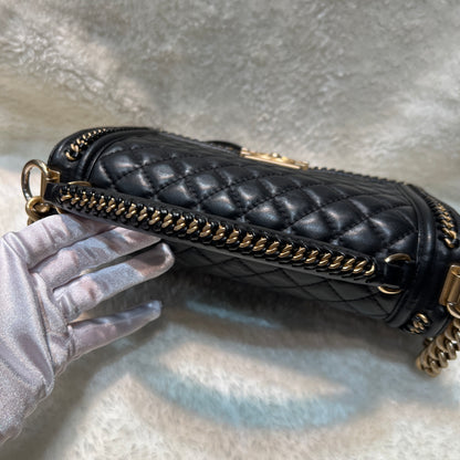 Chanel Classic Black and Gold Handle Le Boy Bag [pre-owned]