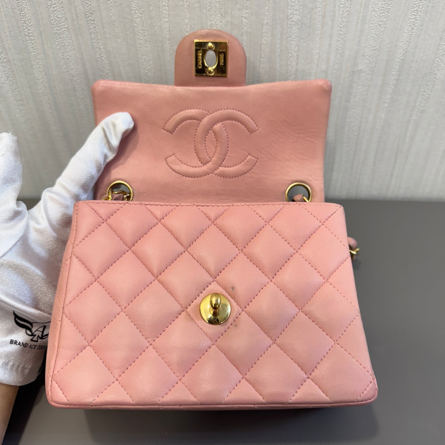 Chanel Cherry Blossom Pink Mini Square Flap Bag [Pre-Owned]