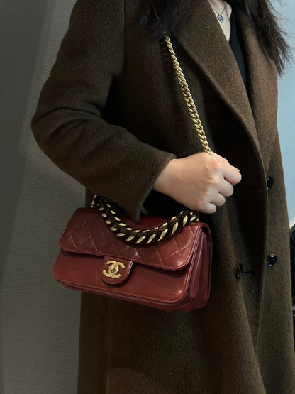 CHANEL アコーディオンレザーバッグ【中古】