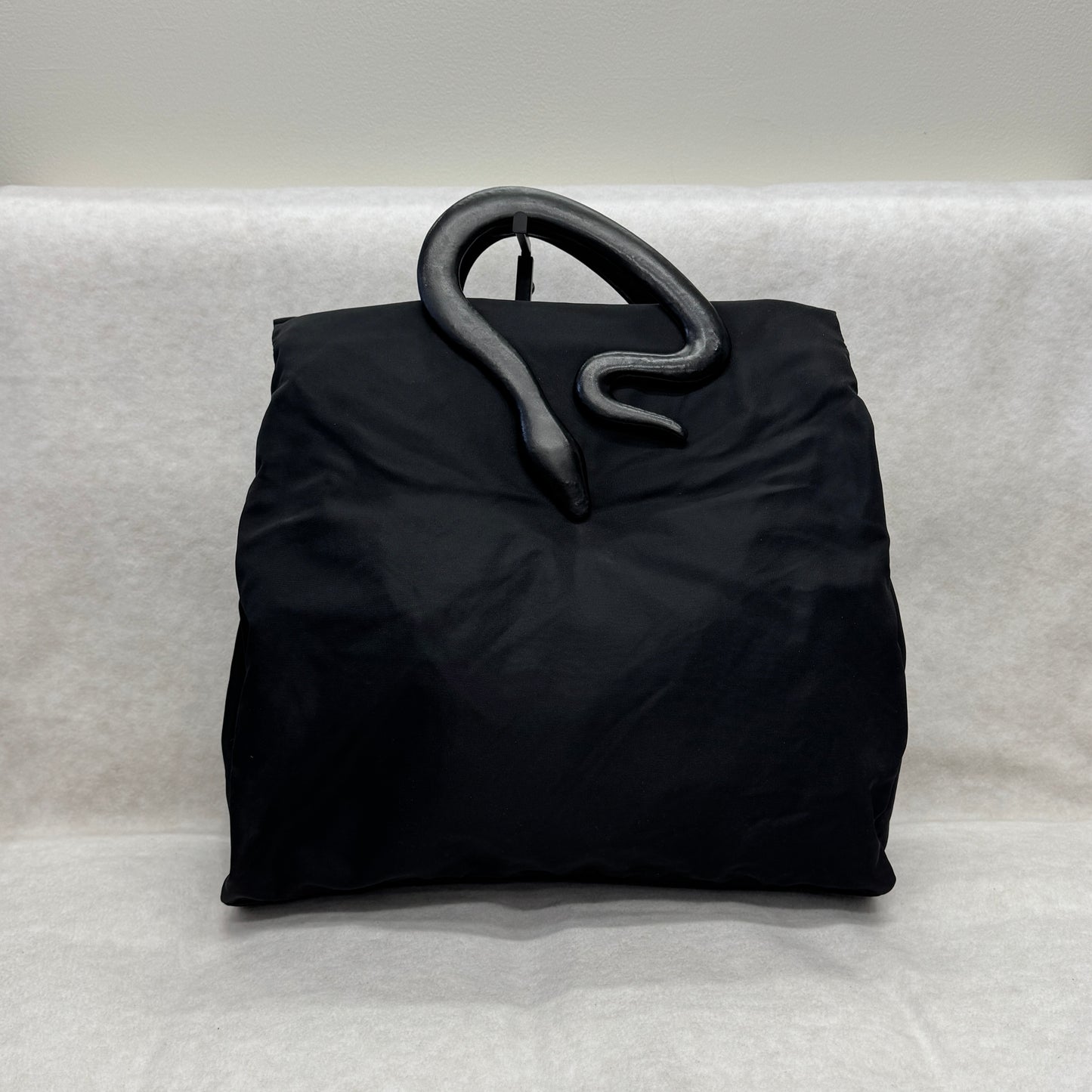 Prada Black & Gold Snake Handle Nylon Tote Bag [Pre-Owned]