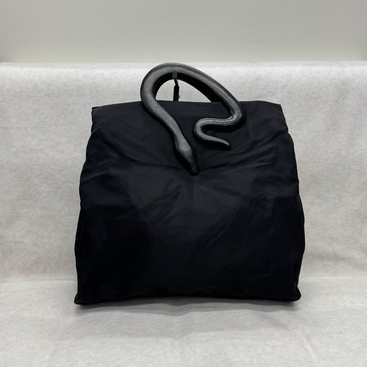 Prada Black & Gold Snake Handle Nylon Tote Bag [Pre-Owned]