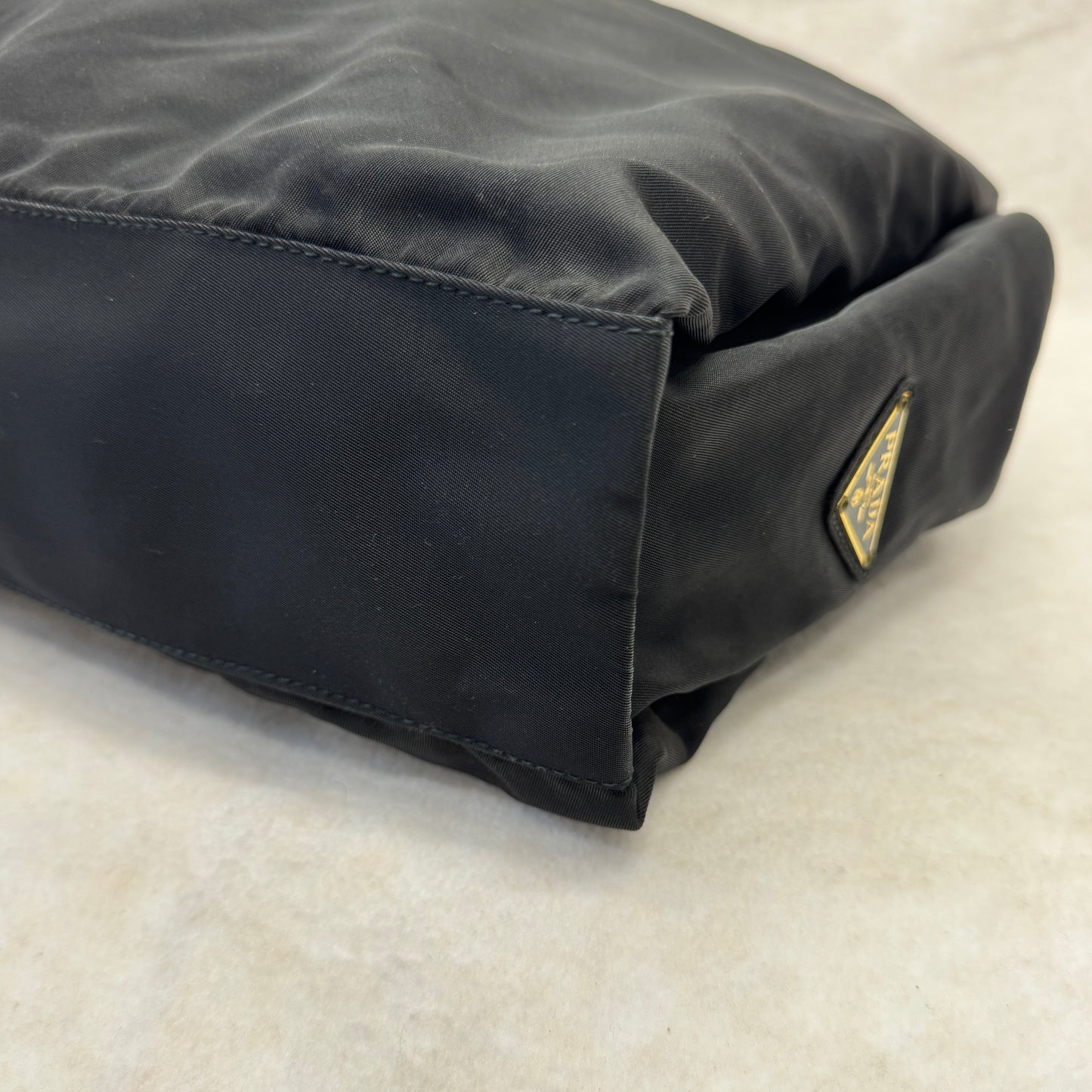 Prada Black & Gold Snake Handle Nylon Tote Bag [Pre-Owned]