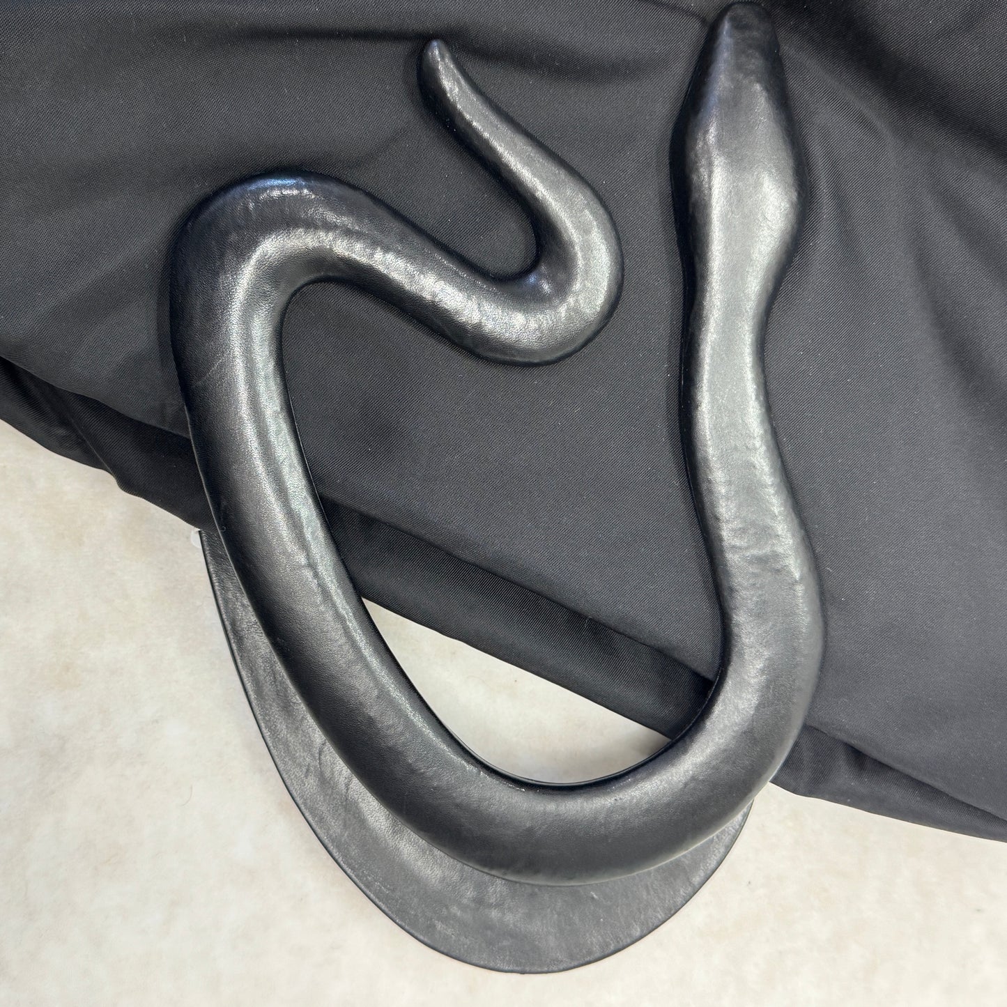 Prada Black & Gold Snake Handle Nylon Tote Bag [Pre-Owned]