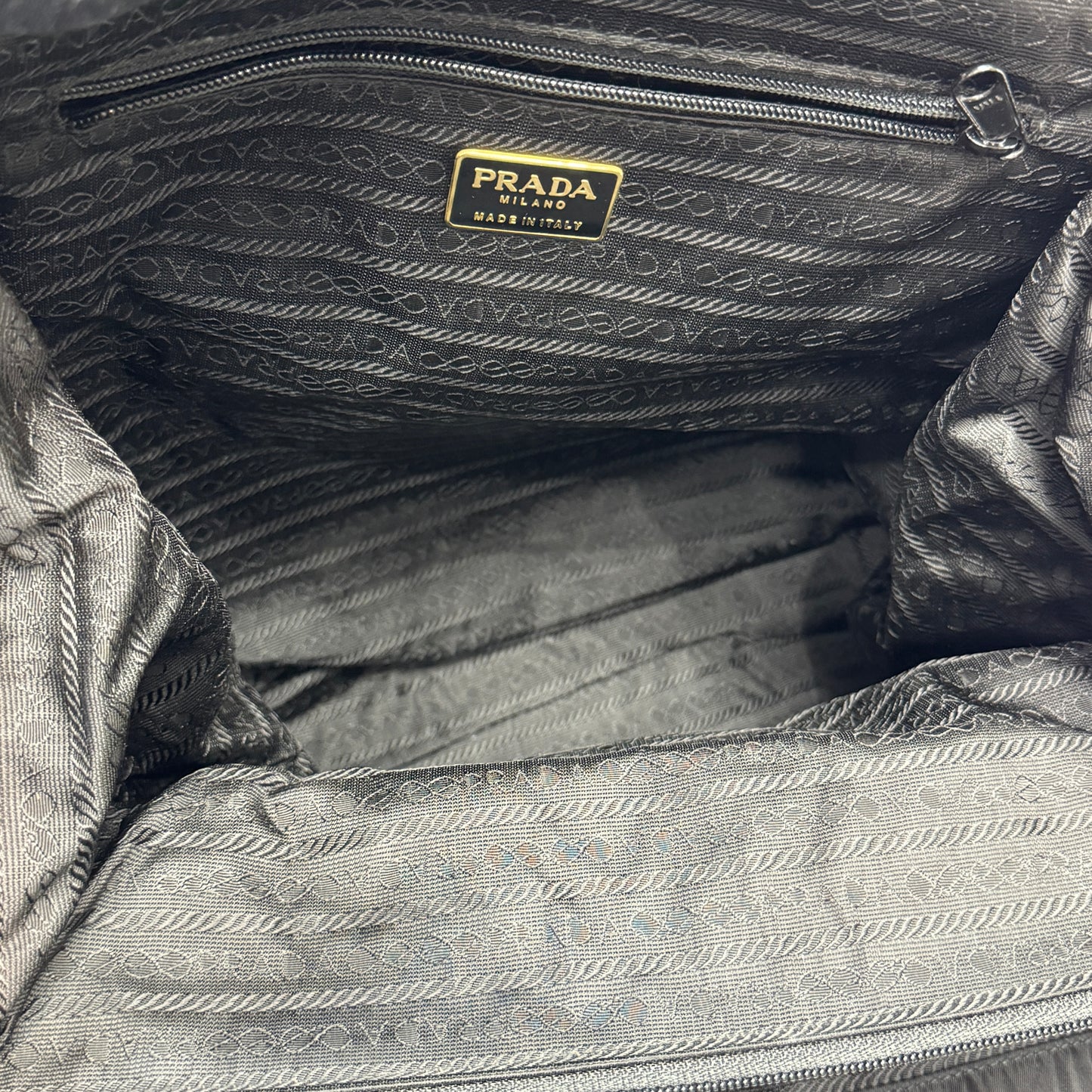 Prada Black & Gold Snake Handle Nylon Tote Bag [Pre-Owned]