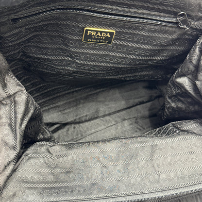 Prada Black & Gold Snake Handle Nylon Tote Bag [Pre-Owned]
