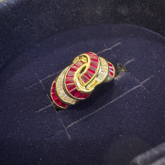 18K Yellow Gold Ruby and Diamond Ring [Pre-Owned]