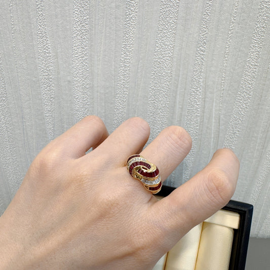 18K Yellow Gold Ruby and Diamond Ring [Pre-Owned]