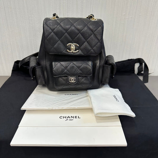 CHANEL Caviar Leather Black & Gold Duma Backpack [Pre-Owned]