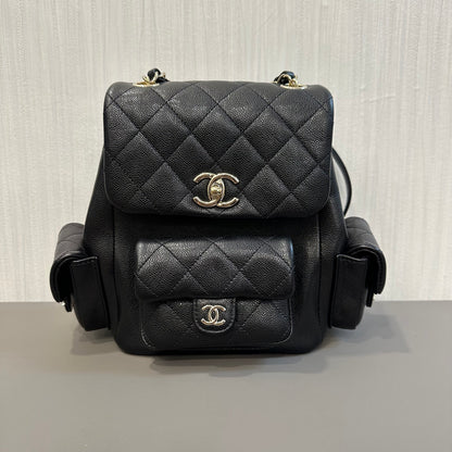 CHANEL Caviar Leather Black & Gold Duma Backpack [Pre-Owned]