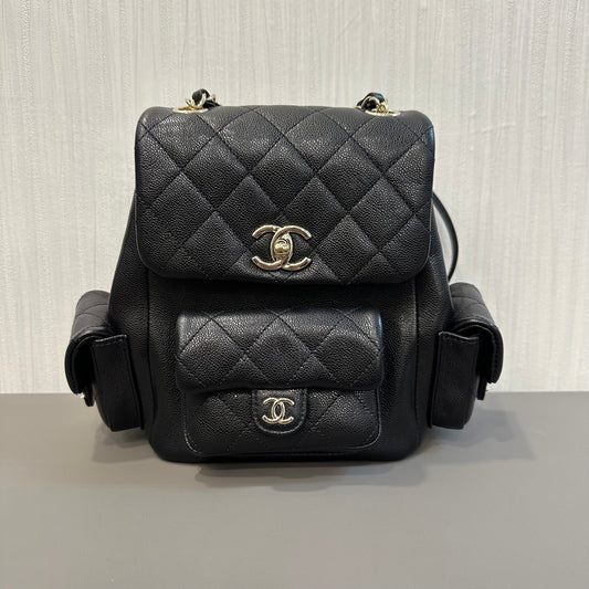 CHANEL Caviar Leather Black & Gold Duma Backpack [Pre-Owned]