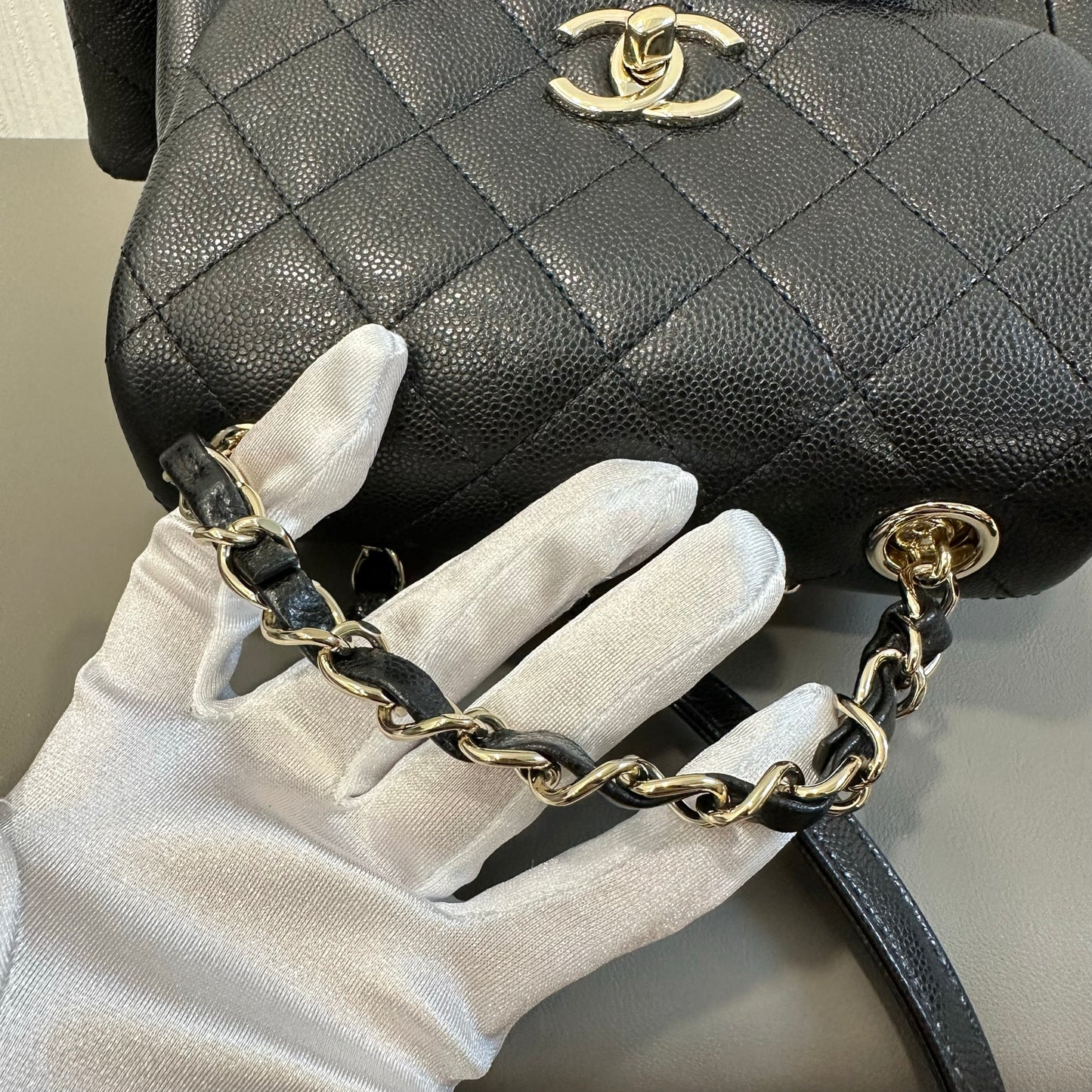 CHANEL Caviar Leather Black & Gold Duma Backpack [Pre-Owned]