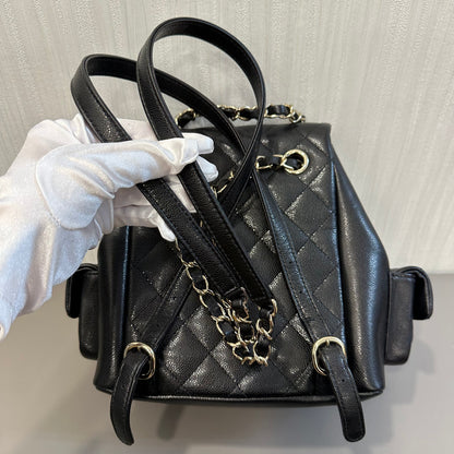 CHANEL Caviar Leather Black & Gold Duma Backpack [Pre-Owned]