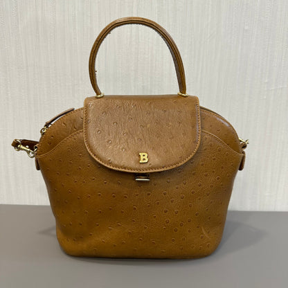 BALLY Caramel Ostrich Leather Shoulder Bag [Pre-Owned]