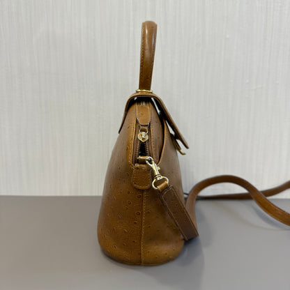 BALLY Caramel Ostrich Leather Shoulder Bag [Pre-Owned]