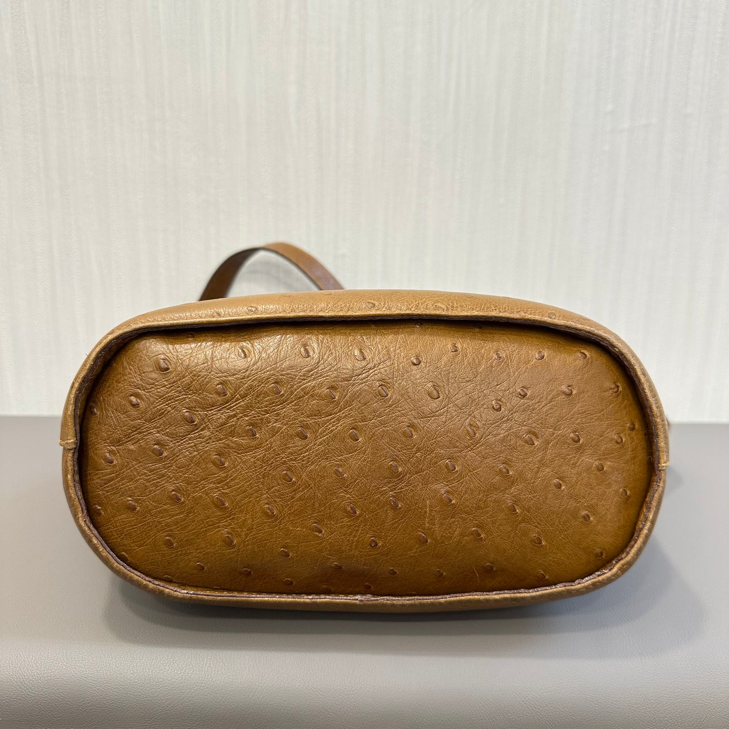BALLY Caramel Ostrich Leather Shoulder Bag [Pre-Owned]