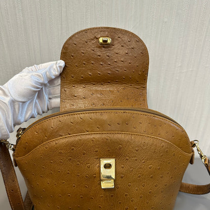 BALLY Caramel Ostrich Leather Shoulder Bag [Pre-Owned]