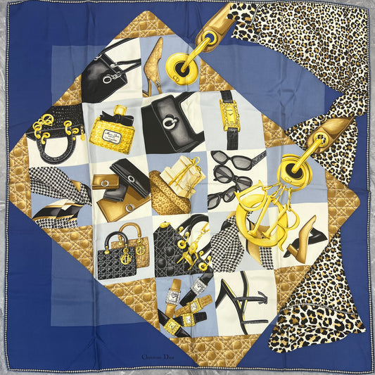 DIOR Lady Dior Handbag Pattern Silk Scarf [Pre-Owned]