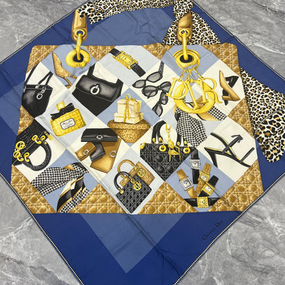 DIOR Lady Dior Handbag Pattern Silk Scarf [Pre-Owned]