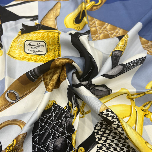DIOR Lady Dior Handbag Pattern Silk Scarf [Pre-Owned]