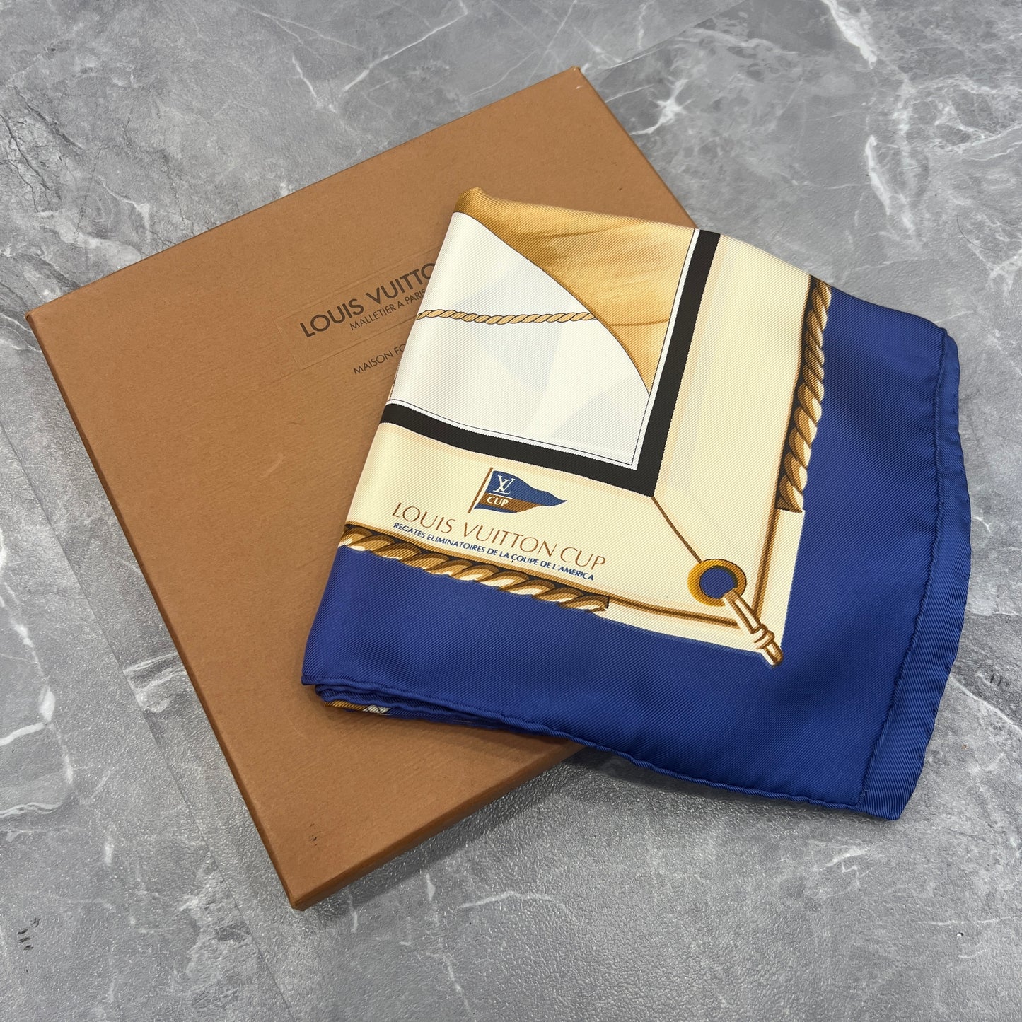 LV 1995 Limited Edition Nautical Theme Silk Scarf [Pre-owned]