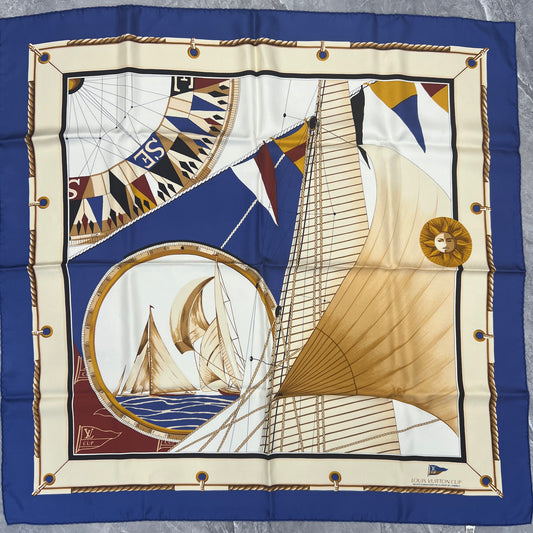 LV 1995 Limited Edition Nautical Theme Silk Scarf [Pre-owned]