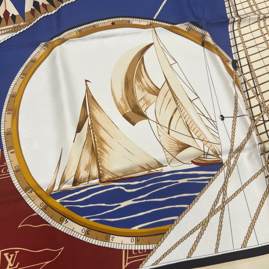 LV 1995 Limited Edition Nautical Theme Silk Scarf [Pre-owned]