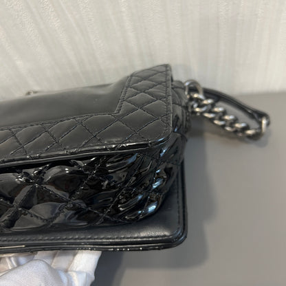 CHANEL Black & Silver Le Boy Patent Leather Bag [Pre-Owned]