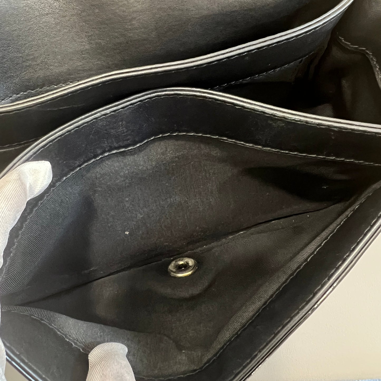 CHANEL Black & Silver Le Boy Patent Leather Bag [Pre-Owned]