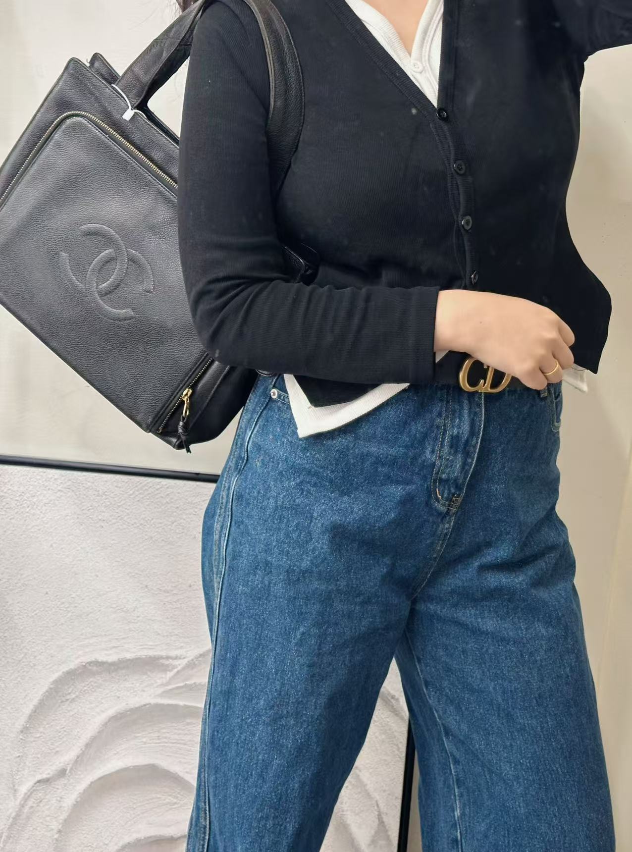 CHANEL キャビアレザー ショルダートート【中古】