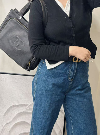 CHANEL キャビアレザー ショルダートート【中古】