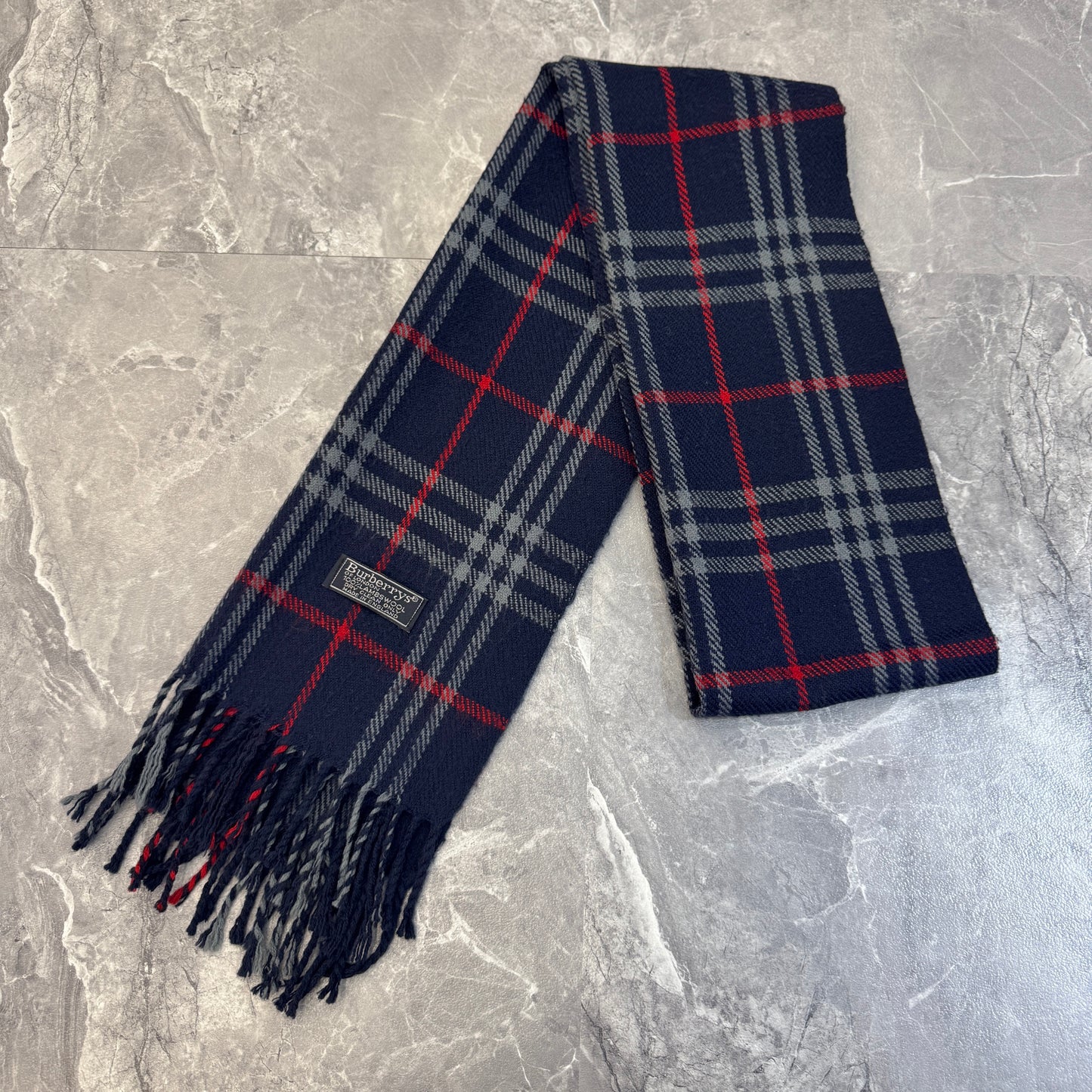 バーバリー チェック柄ウールマフラー【中古】