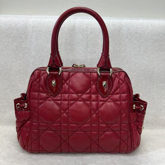 Dior Red and Gold Lady Dior Bowling Bag [Pre-Owned]