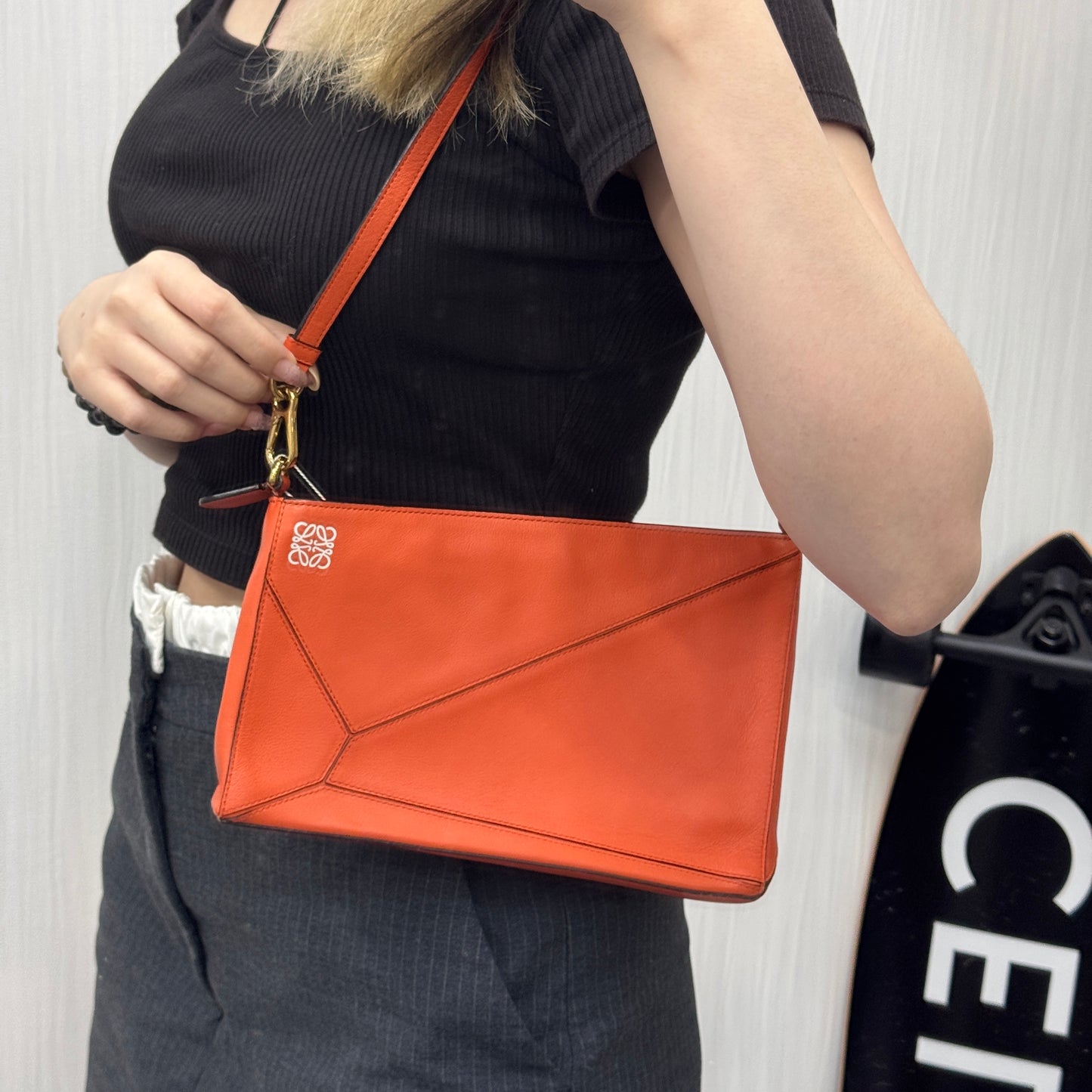 Loewe Puzzle Orange Shoulder Bag [Pre-Owned]