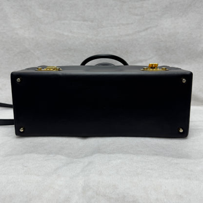 FENDI ブラック＆ゴールド レザー ボックスバッグ【中古】