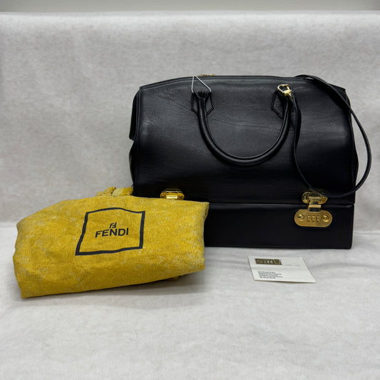 FENDI Black & Gold Leather Box Bag [Pre-Owned]