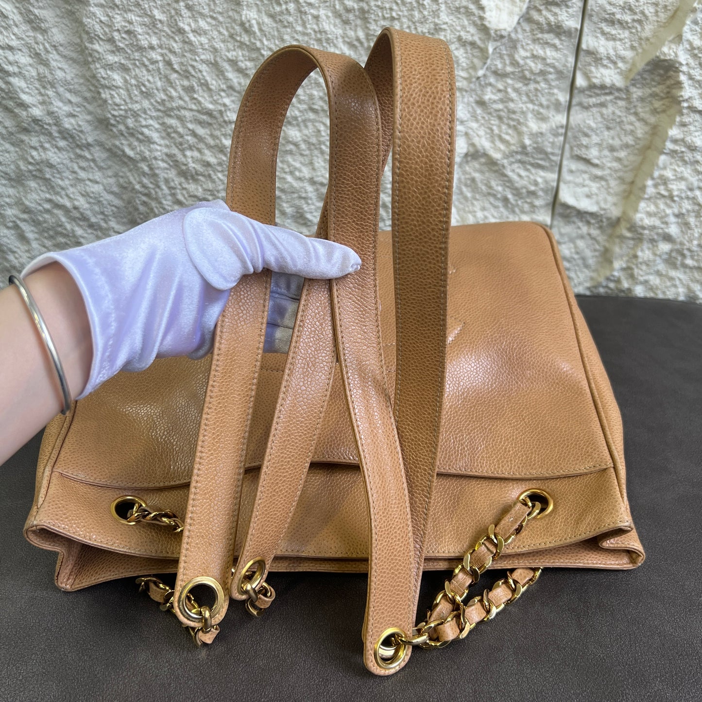 Chanel Caviar Embossed Double C Logo Tote Bag [Pre-Owned]
