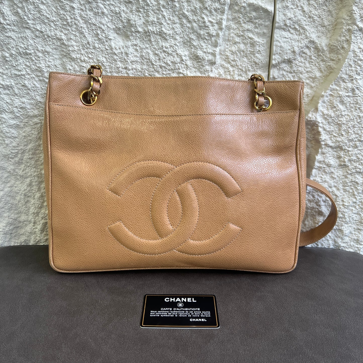Chanel Caviar Embossed Double C Logo Tote Bag [Pre-Owned]
