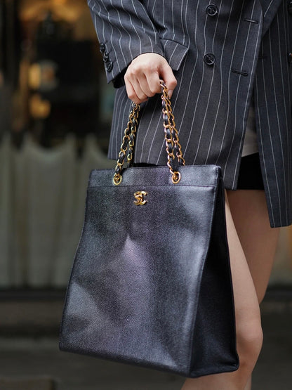 Chanel Caviar Leather Piano Flap Bag [Pre-Owned]