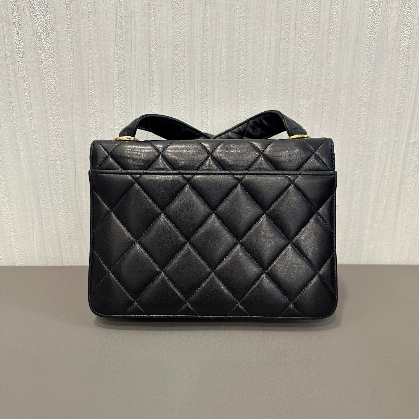 Chanel Black Caviar Embossed Clasp Square Flap Bag [Pre-Owned]