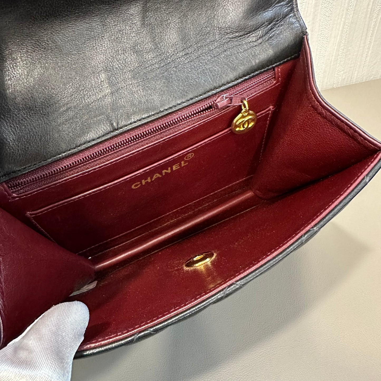 Chanel Black Caviar Embossed Clasp Square Flap Bag [Pre-Owned]