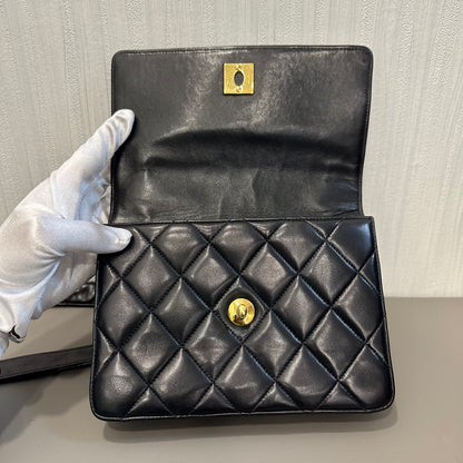 Chanel Black Caviar Embossed Clasp Square Flap Bag [Pre-Owned]
