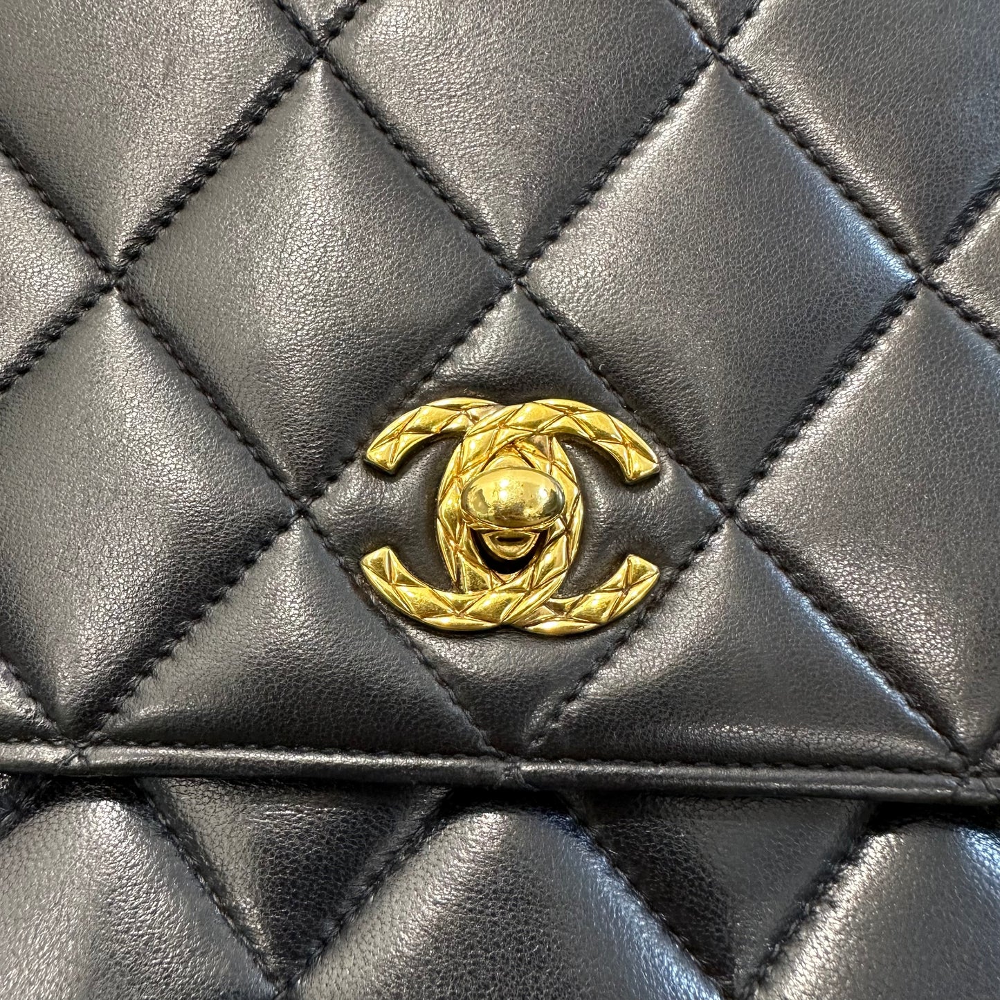 Chanel Black Caviar Embossed Clasp Square Flap Bag [Pre-Owned]