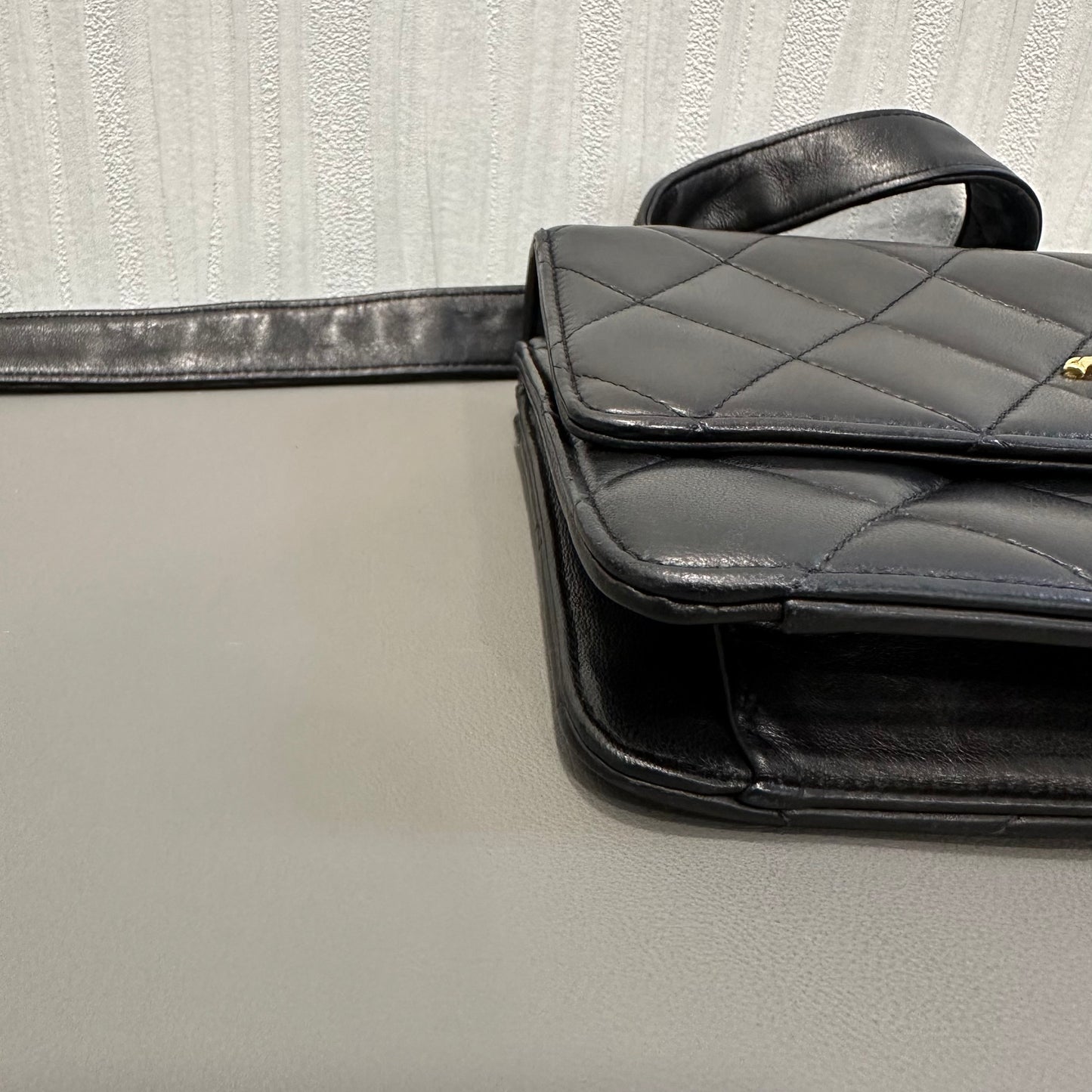 Chanel Black Caviar Embossed Clasp Square Flap Bag [Pre-Owned]