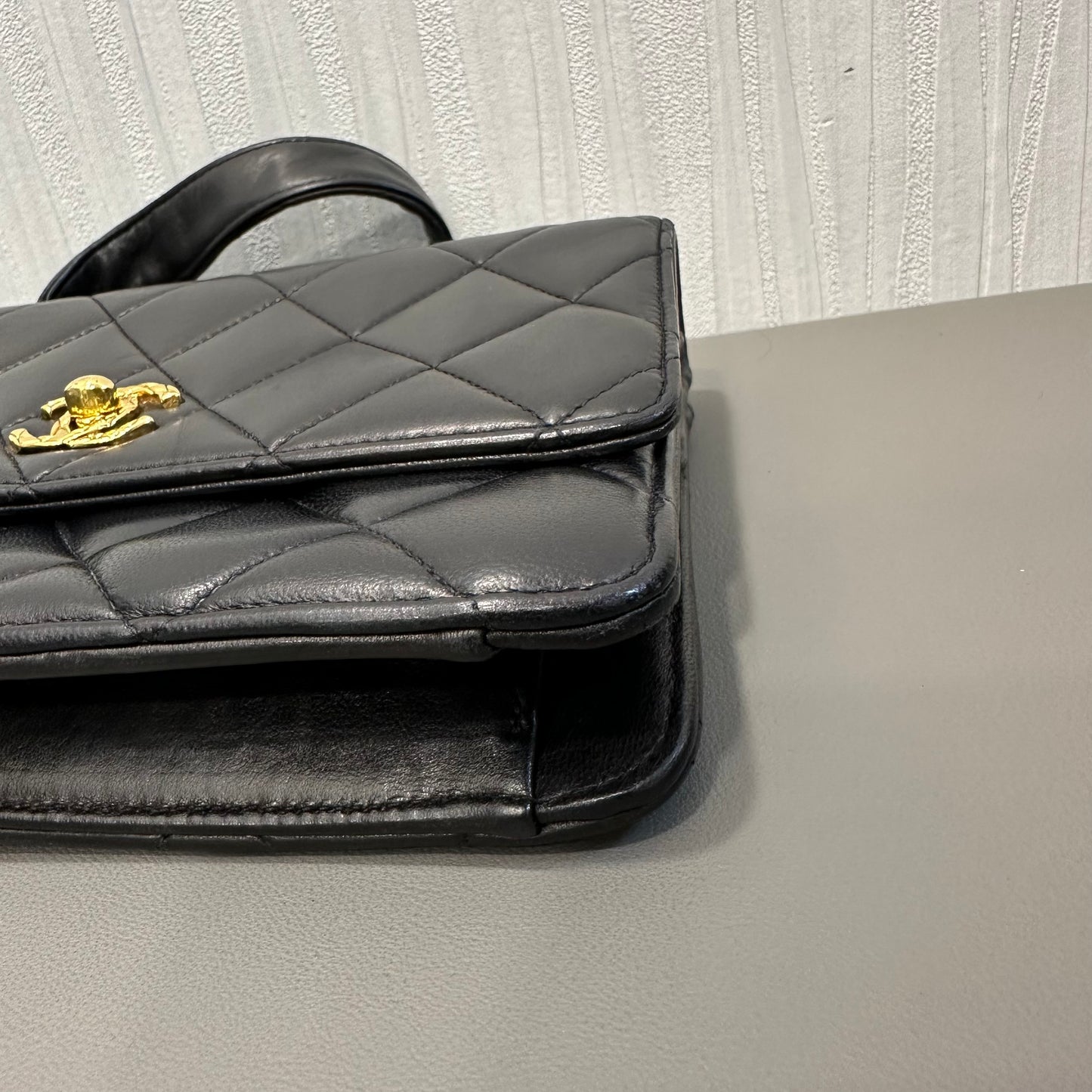 Chanel Black Caviar Embossed Clasp Square Flap Bag [Pre-Owned]