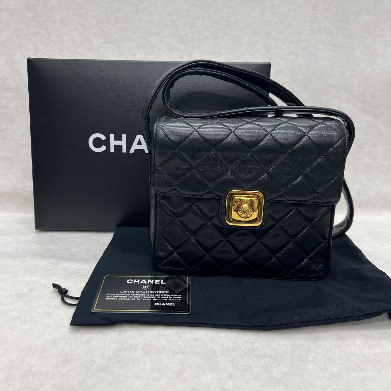 Chanel Black & Gold Square Flap Bag [Pre-Owned]
