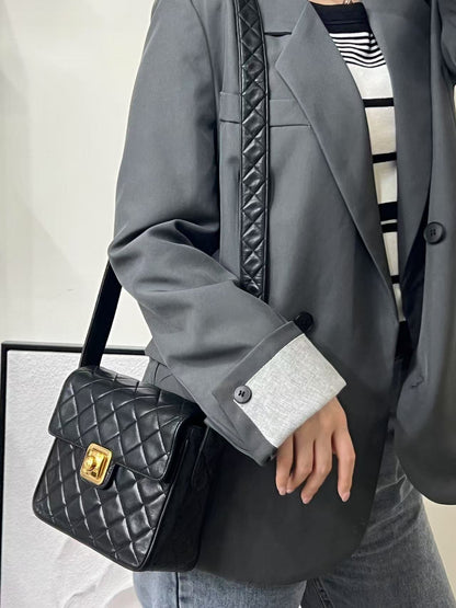 Chanel Black & Gold Square Flap Bag [Pre-Owned]