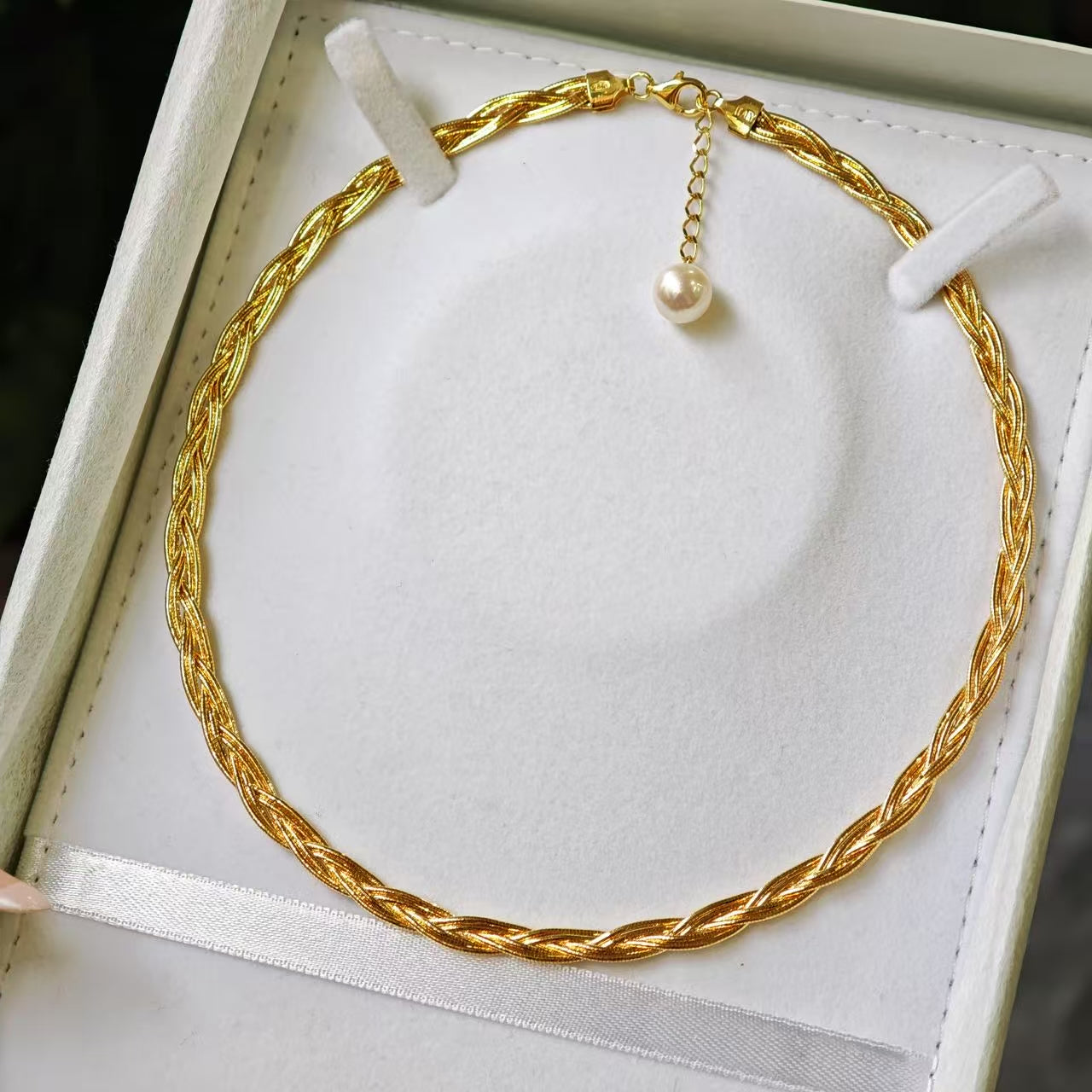 Italian Silver Twist Akoya Pearl Necklace [Brand New]