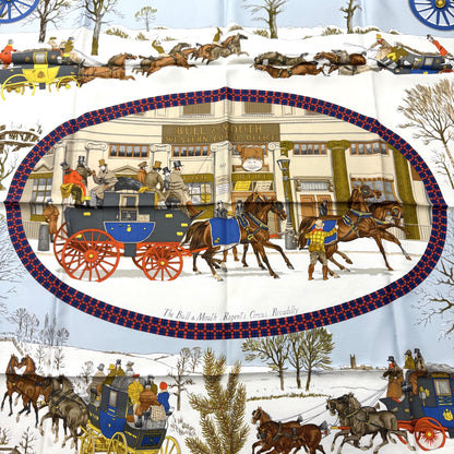 Hermès 90 Scarf "Winter Postal Carriage" [Pre-Owned]