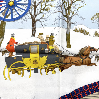Hermès 90 Scarf "Winter Postal Carriage" [Pre-Owned]