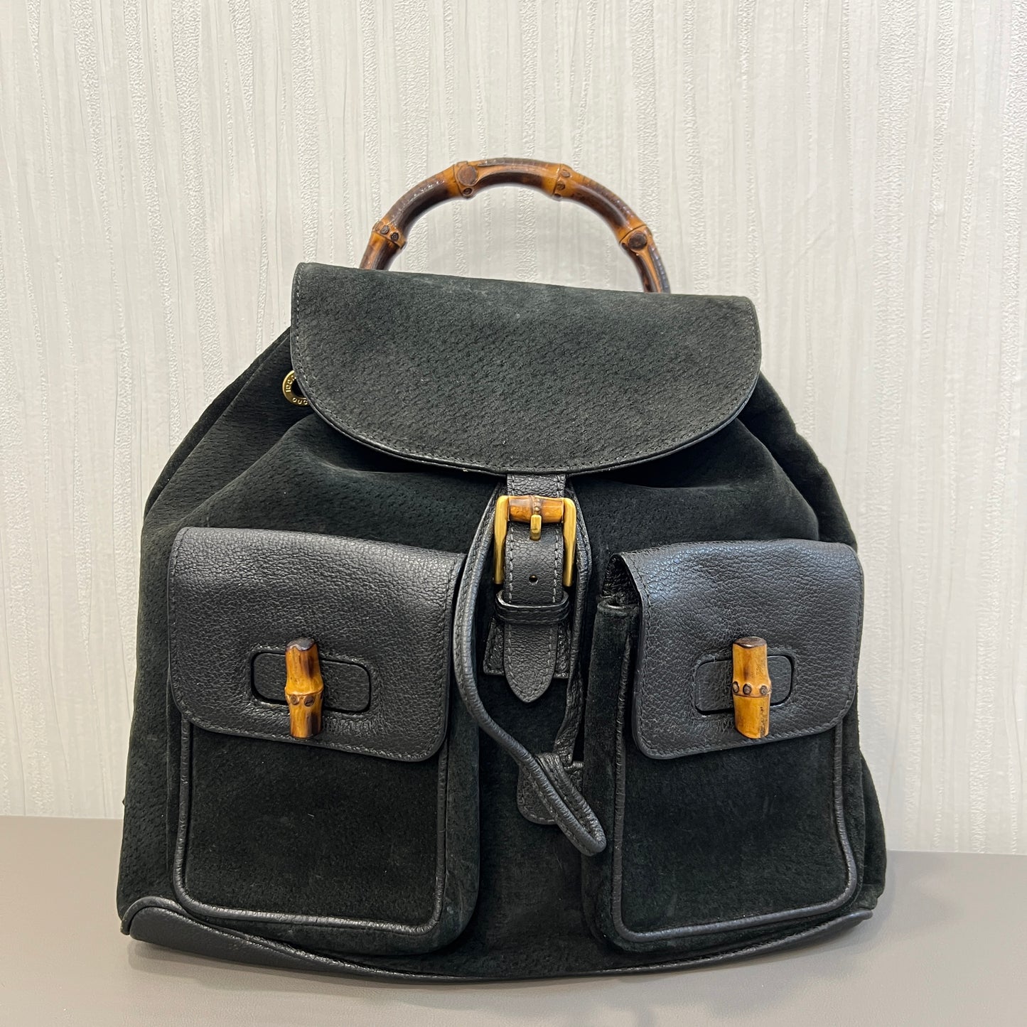 Gucci 竹节绒面革双肩包 [二手]